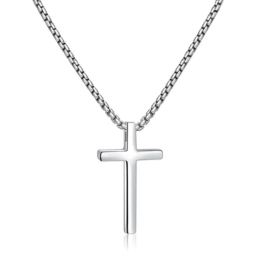 【Father's Day Gifts】Silver/Gold/ Black Cross Necklace for Men and Women, Cross Pendant Necklace and 2.5mm Cross Chain for Men 16-24 Inch Religious Jewelry