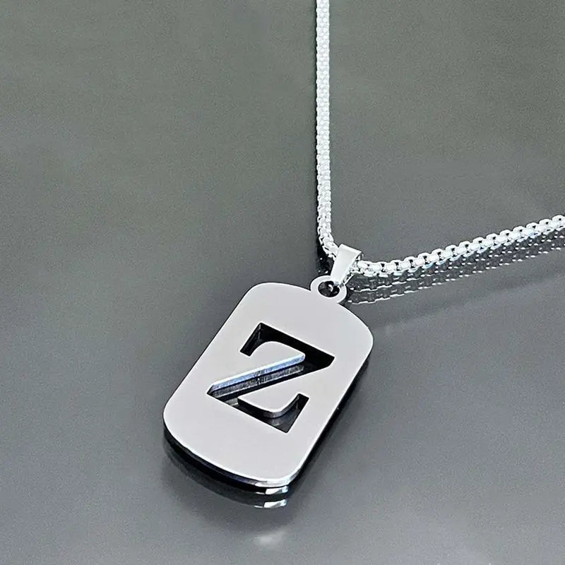 Men's Cool Stainless Steel Customized Initial Fashion Necklace - Hip Hop Geometric A-Z Alphabet Jewelry, Unisex Friendship Accessory, Birthday Gift for Him, Friendship Jewelry