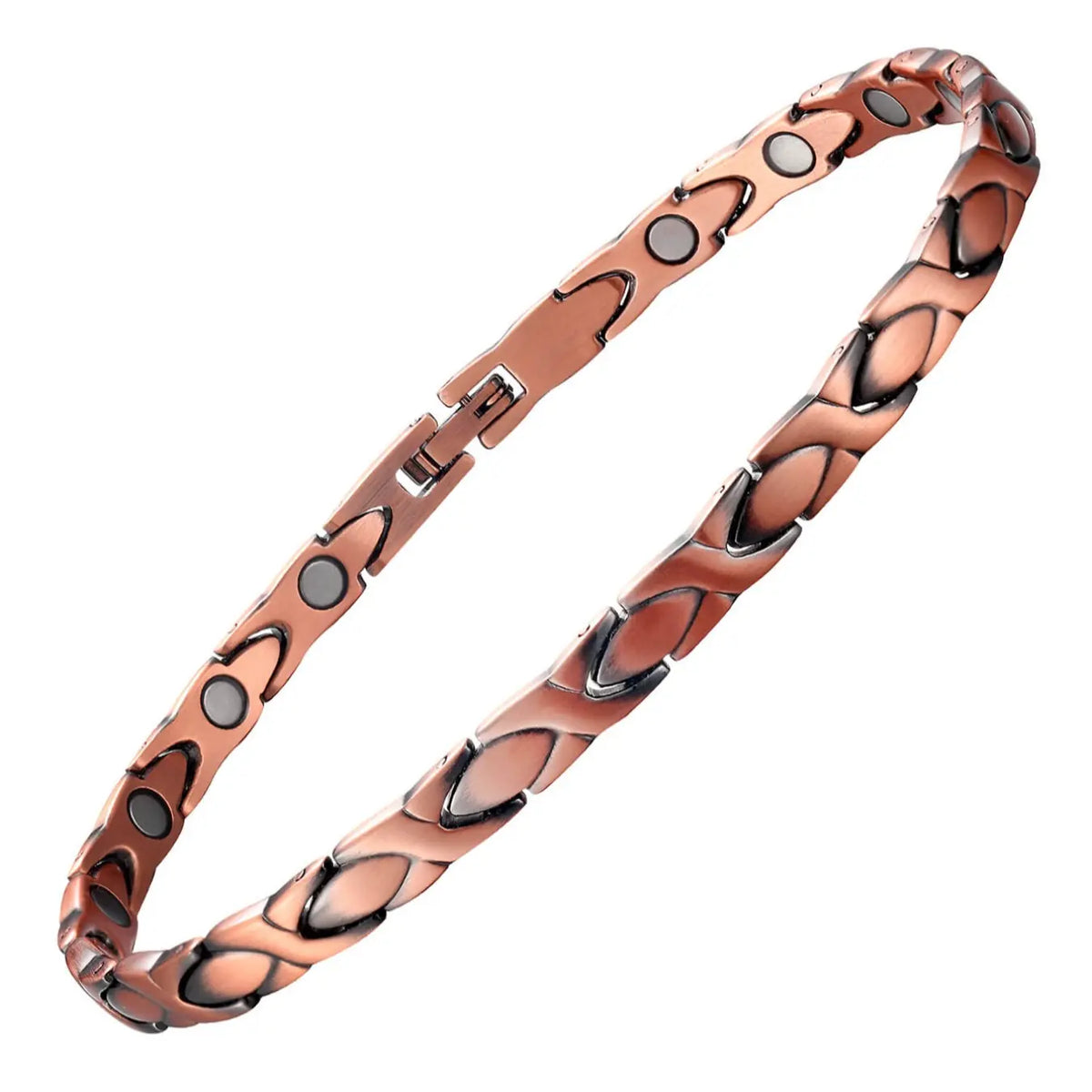 Women's Copper Anklet Bracelet Set, 99.99% Pure Copper Magnetic X-Shape Design, American Retro Style Jewelry for Daily Wear, Fashionable Jewelry Accessories