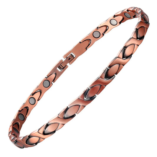 Women's Copper Anklet Bracelet Set, 99.99% Pure Copper Magnetic X-Shape Design, American Retro Style Jewelry for Daily Wear, Fashionable Jewelry Accessories