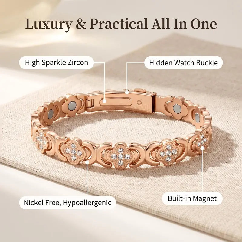 Women's 99.9% Pure Copper Magnetic Stretchable Bracelet - 3500 Gauss Powerful Magnets, Stackable Elastic Bangle, Exquisite Trendy Jewelry for Women, Copper Metal Bracelet Stacks for Birthday-Anniversary Gifting