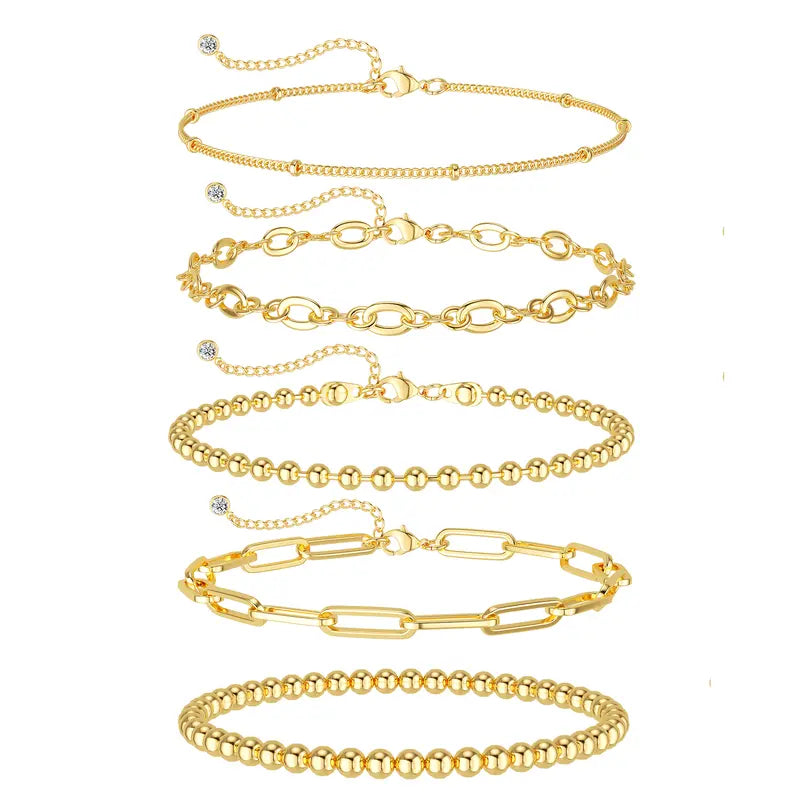 FREEKISS Bracelets For Women Jewelry Sets For Women Cute Tennis Bracelets For Fashion Cuban Link Paperclip Chain Dainty Bracelet Pack Gifts For Women Girls