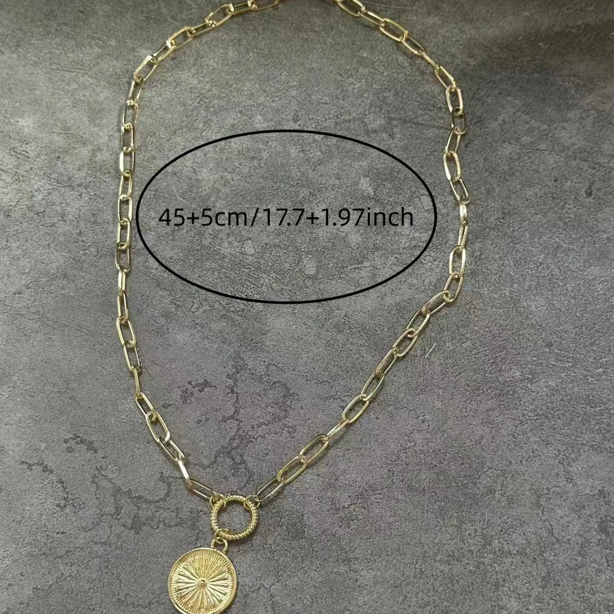 Boho Sunburst Medallion Necklace | Golden Paperclip Chain | Perfect Gift for Her，Alloy material Necklace, Jewelry Gift for Her Mother's Day, Anniversary Gift Gift From A Best Friend, Boho Style Necklace