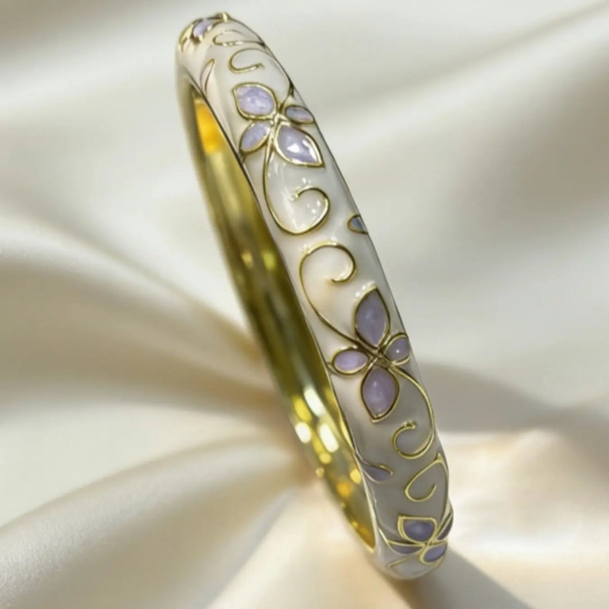 2026 Enamel Flower Geometric Bangle Bracelet, Sweet High-End Daily Wear Jewelry for Women, Fashionable Elegant Bangle Bangles