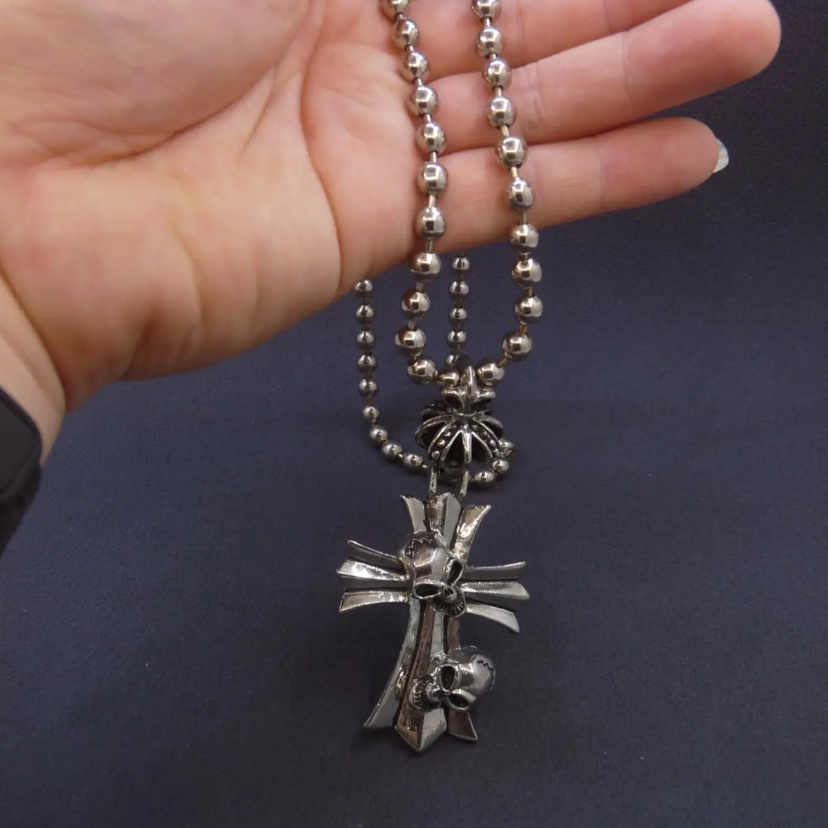 Vintage Creative Gothic Cross Skull Alloy Pendant Necklace, Costume Jewelry Necklace, Grunge Cross Necklace, Unisex Punk Style Jewelry, Perfect Halloween Accessory & Gift for Men & Women
