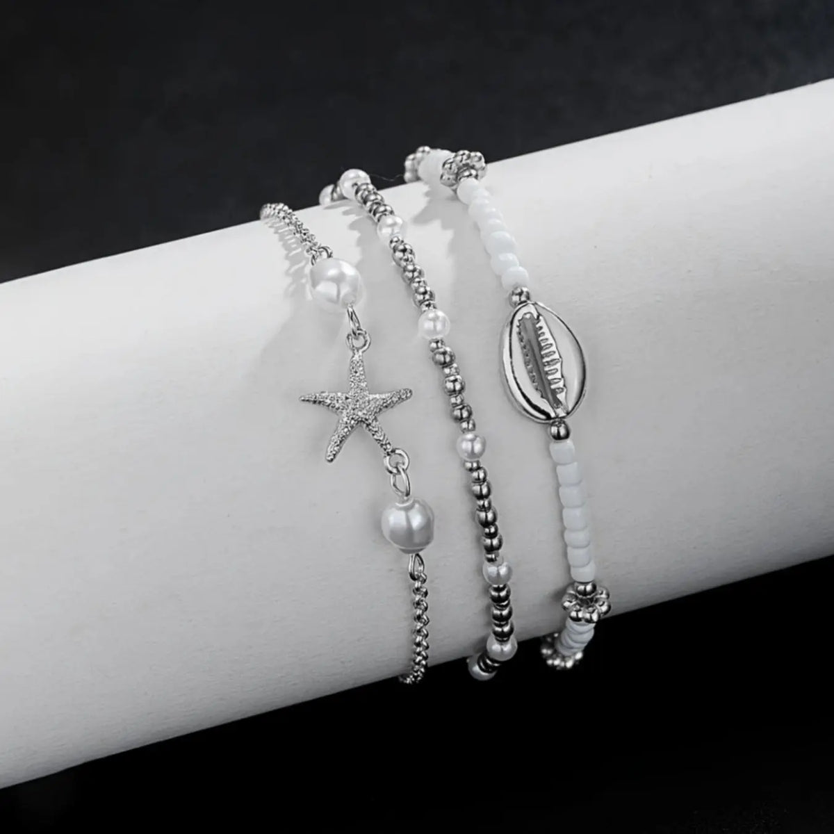 Women's Boho Style Starfish & Shell Decor Anklet, Fashionable Beaded Anklet for Beach Party Vacation, Elegant All-match Fashion Accessories for Daily Wear, Trendy Jewellery Accessories, Trendy Jewelry, Fashionable Accessory