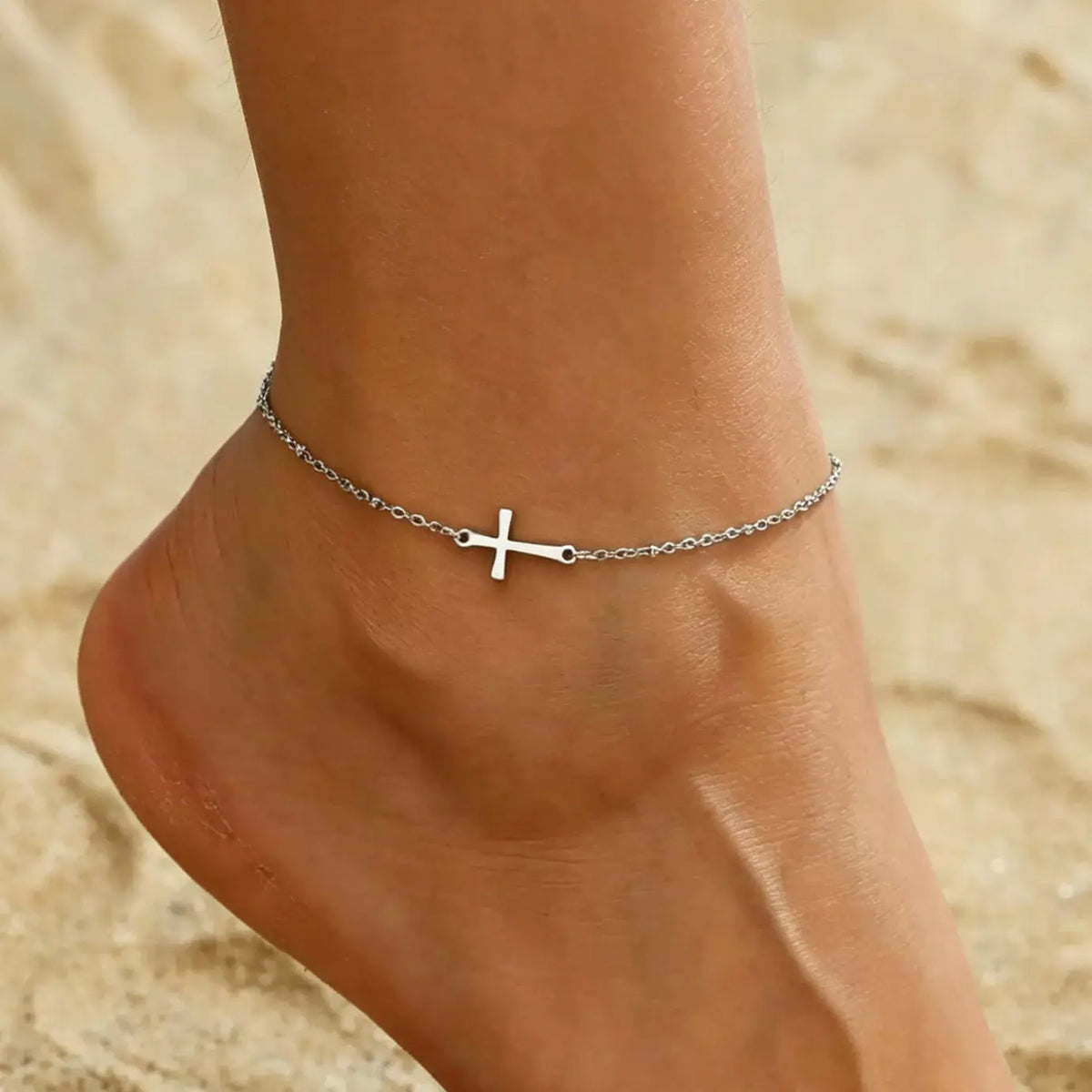 Adjustable Silver Gold Ankle Chain Anklets, Minimalist Stainless Steel Footwear Accessory, Waterproof Design, Ideal Gift for Easter & Graduation