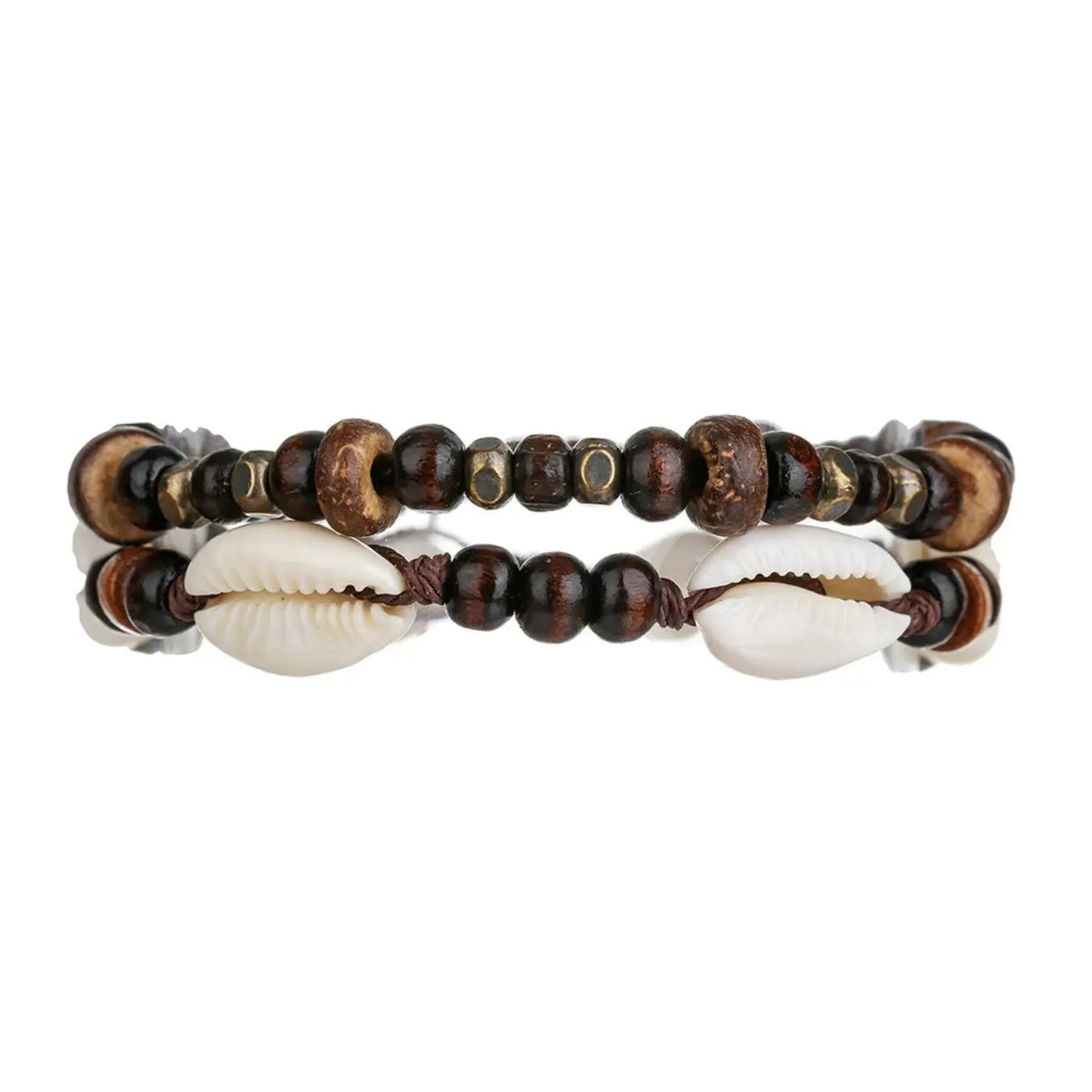 Boho Ethnic Shell Wood Bead Coconut Shell Anklet, Adjustable Woven Beach Vacation Bracelet, Men's Fashion Foot Jewelry, Fashionable Accessory