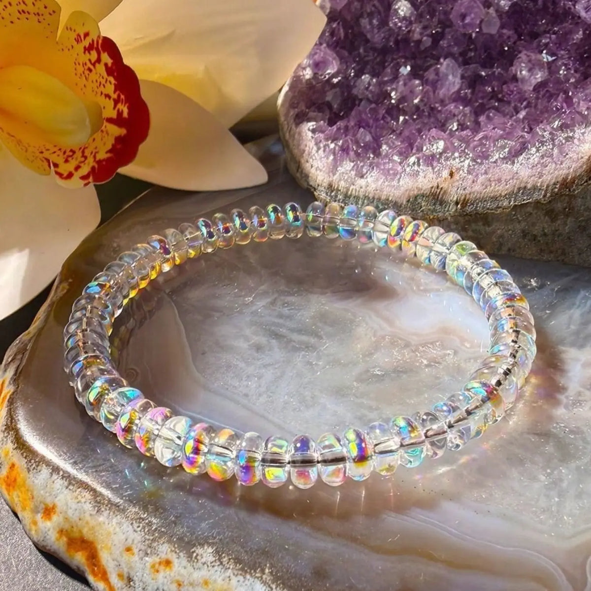 1pcs Artificial opal Ladies' Resin Adjustable Minimalist Jewelry Bracelets Bangle, with An Elastic String Accessory That Helps Maintain Emotional Balance Daily Vacation Gift From A Best Friend