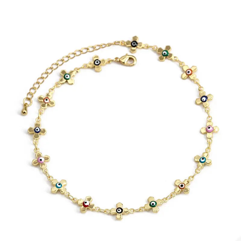 Women's Irregular Evil Eye Enamel Anklet - Trendy Jewelry, Anklets for Women, Sports & Outdoor Beach Accessory for Everyday Use
