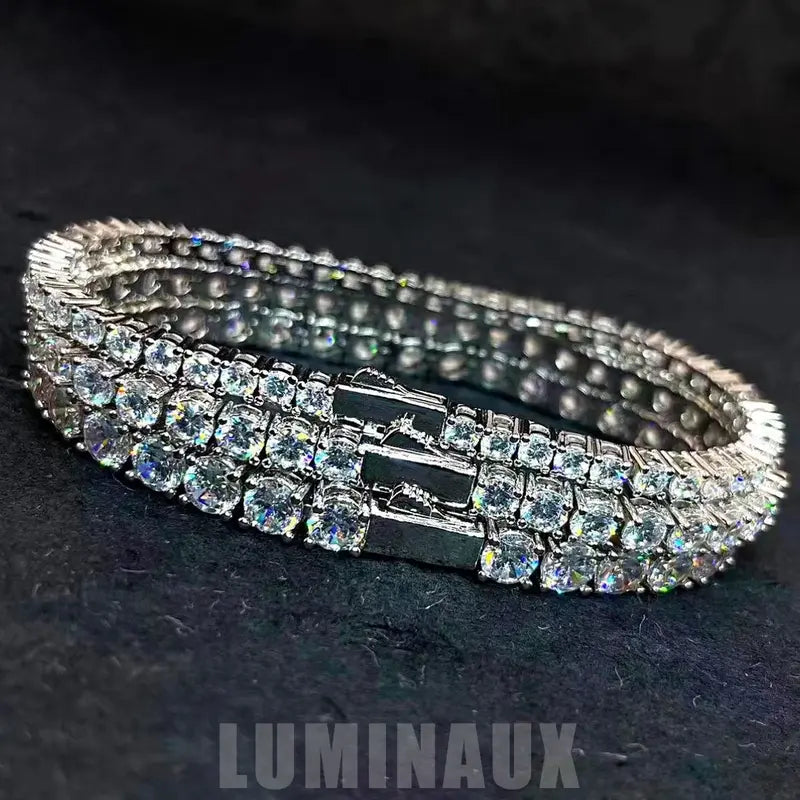 Unisex High Quality Classic Round Cut Simulated Coloured Gemstone Tennis Bracelet for Adults, 3mm-6mm AAAAA+ D Color VVS Synthetic Stone Link Jewelry for Daily Wear, High Quality Bracelet, Synthetic/Simulated Coloured Gemstone