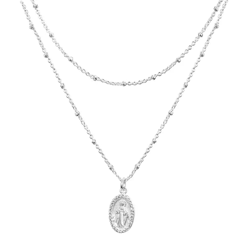 EVRY JEWELS Gold or Silver Plated Women's Hypoallergenic Sunday Sweetheart Layered Necklaces