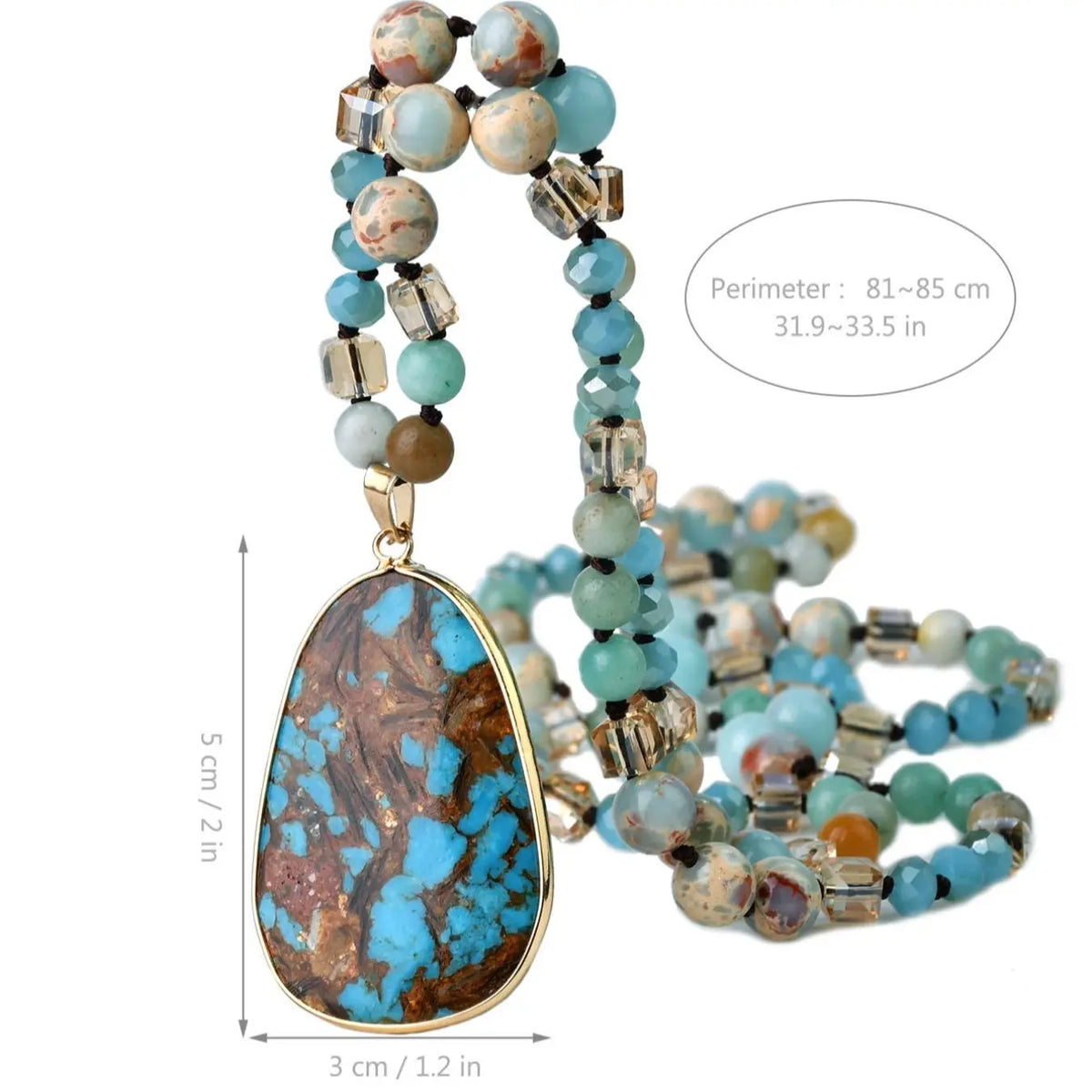 Boho Style Stone Beaded Charm Necklace, Fashion Jewelry for Party, Trendy All-match & Exquisite Jewelry for Birthday Gift, Beaded Necklaces