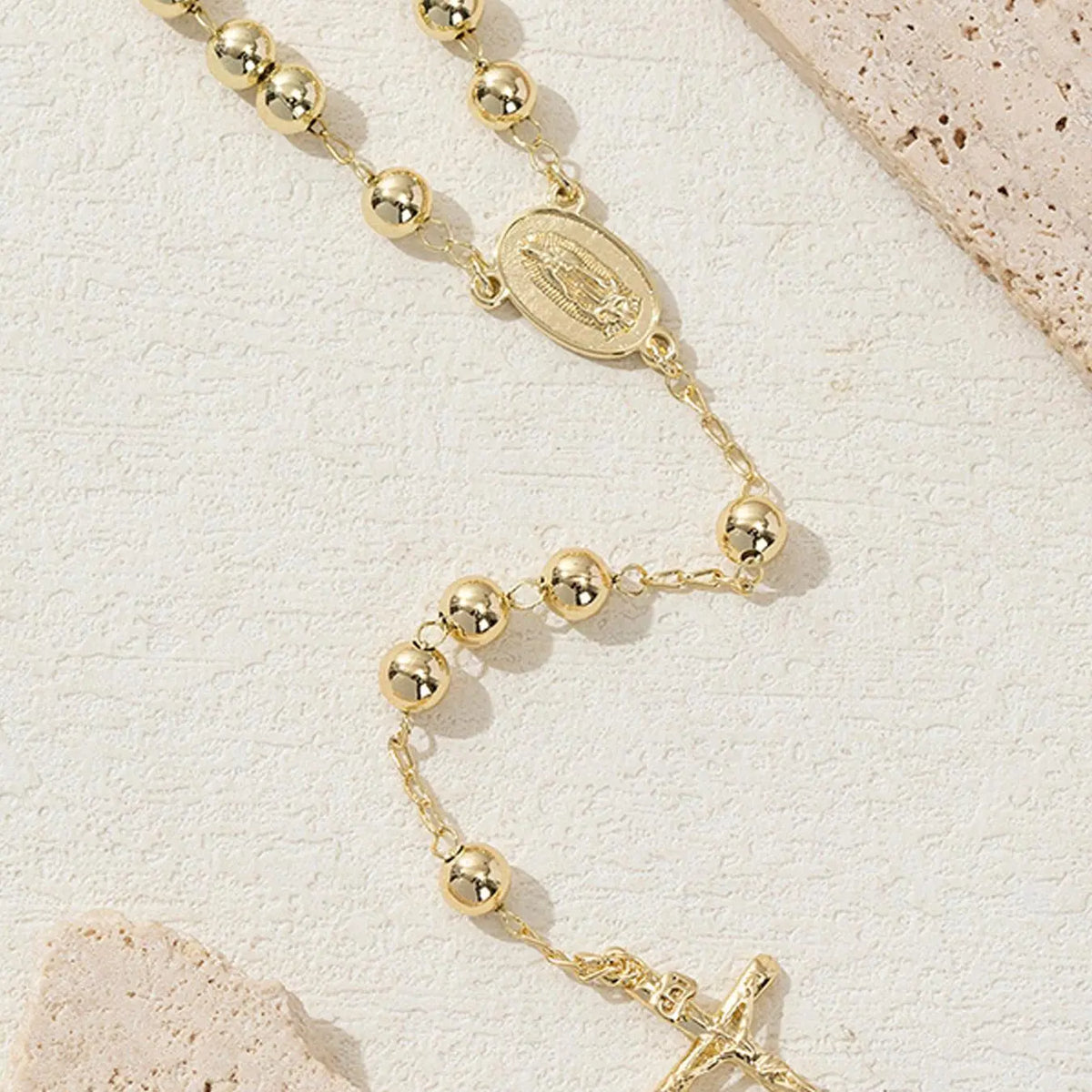 Virgin Mary Cross Beaded, Long Chain Pendant with Necklace Fashion Jewelry for Men and Women, Casual Daily Wear Accessory
