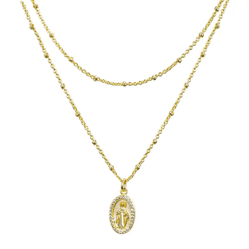 EVRY JEWELS Gold or Silver Plated Women's Hypoallergenic Sunday Sweetheart Layered Necklaces