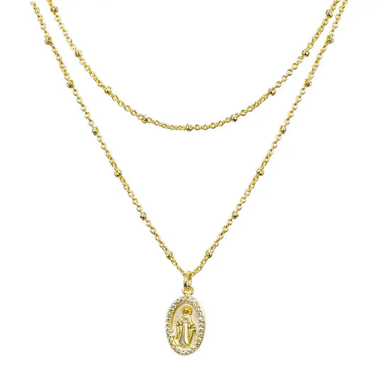 EVRY JEWELS Gold or Silver Plated Women's Hypoallergenic Sunday Sweetheart Layered Necklaces