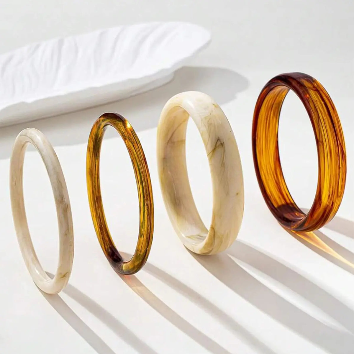 Acrylic Bangles Bracelets for Women, Irregular Shapes Acrylic Resin Fashionable Chunky Bangles, Geometric Fashions, Thick Statement Bangle Jewelry Set, Stacked Design Bracelets