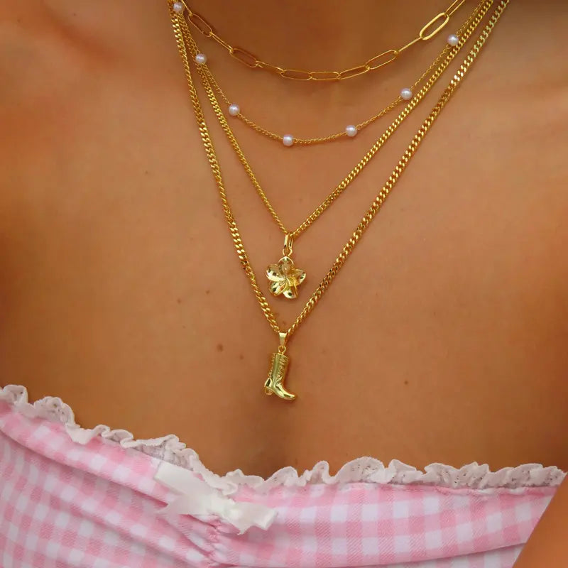 EVRY JEWELS Gold or Silver Plated Women's Hypoallergenic Hibiscus Necklace