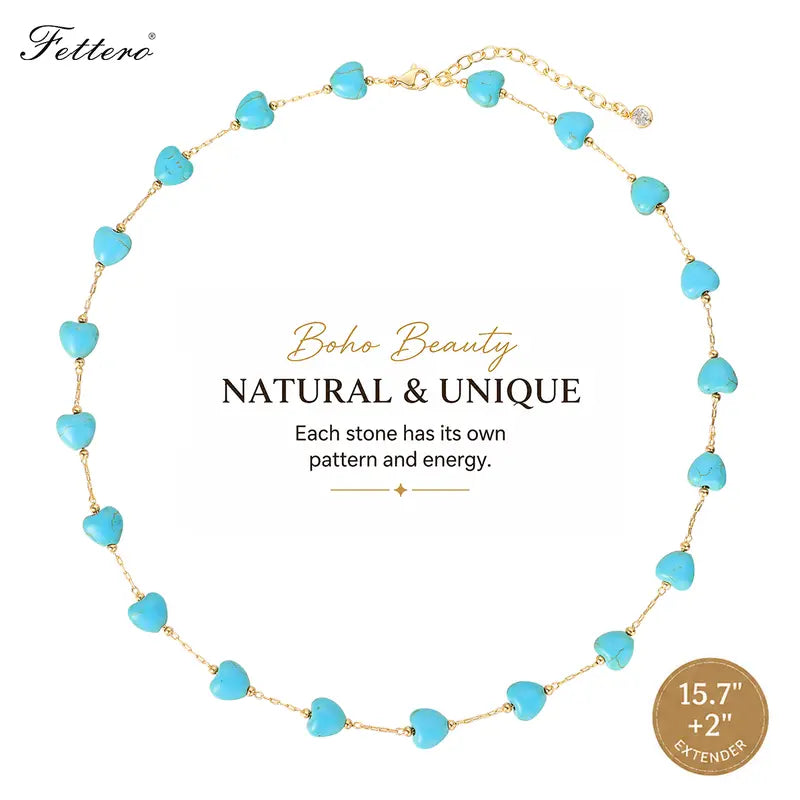 Women's  Handmade Brass (Copper Base) Turquoise Beaded Choker Necklace - Gold-Plated for Luxe Look Boho Southwestern Jewelry, Adjustable Comfort-Fit Female Accessory, Summer Beach Gift for Women