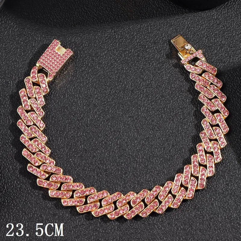 Women's Synthetic Chunky Cuban Chain Link Anklet - Iced Out Rhinestone Gems Anklet, Trendy Jewelry, Luxury Beach Barefoot Costume Accessory, Jewelry for Women