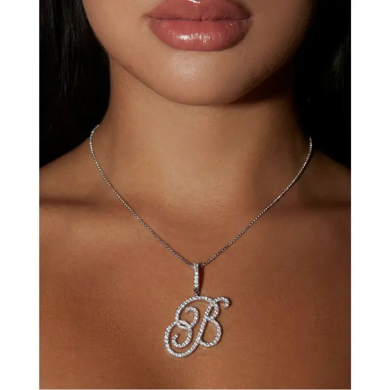 Nova Rose Custom Script Initial Necklace - Personalized Initial Necklace Pendant Jewelry Durable Brass