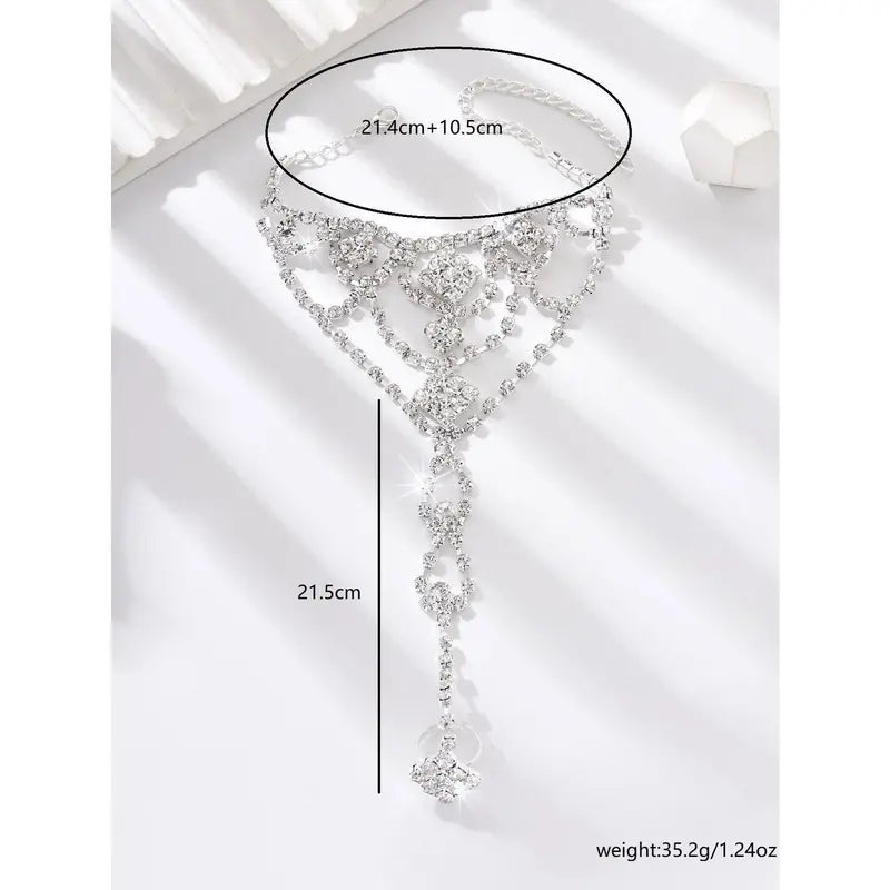 Fashionable design, super sparkling multi-layer geometric ankle chain, jewelry accessories, high-end first accessories for women