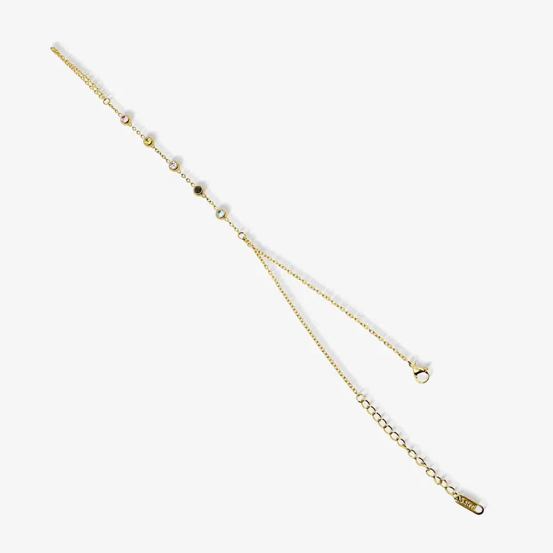 EVRY JEWELS Gold or Silver Plated Women's Hypoallergenic Prism Multicolor Hand Chain