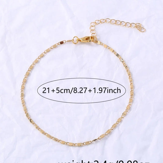 Women's Elegant Minimalist Chain Anklet,  Trendy Chain Anklet, Chic All-match Vintage Jewelry for Summer Beach Vacation Decor