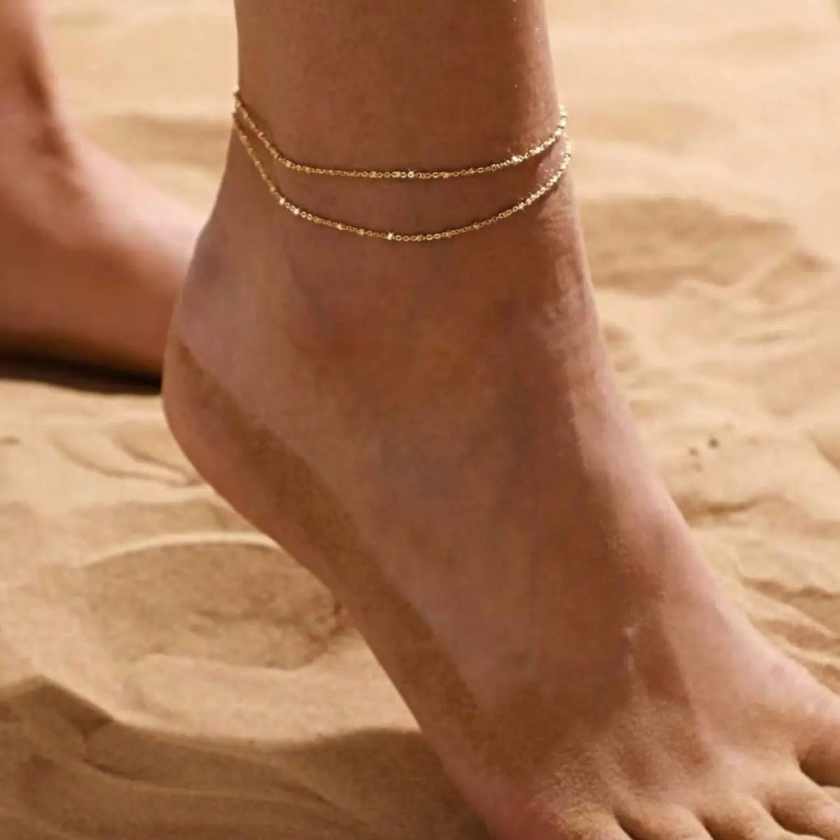 Minimalist Waterproof Stainless Steel Bead Accent Anklet, Foot Jewelry, Wearable Jewelry, Romantic Gift for Girlfriend, Perfect for Beach, Party & Daily Wear