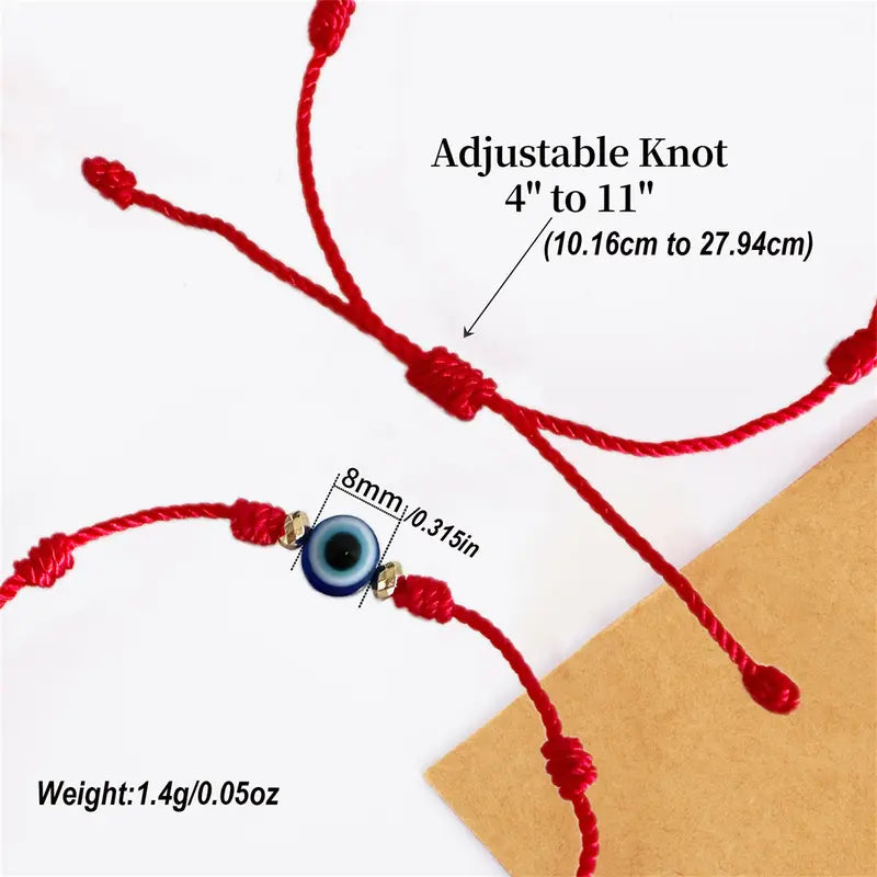 12pcs Evil Eye 7 Knot Lucky Bracelets, Rakhi for Brother and Bhabhi Adjustable Red String Amulet for Women Men with Gold Bead, Protection Jewelry Hand Bracelet