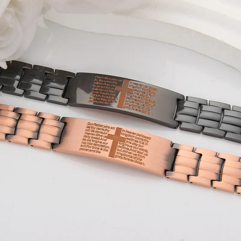 Men's 99.99% Pure Copper Energy Magnetic Bracelet - Adjustable Cross Design with Ultra-Strength Magnets, High Quality Men's Accessories, Unique Guys Gifts for Father's Day