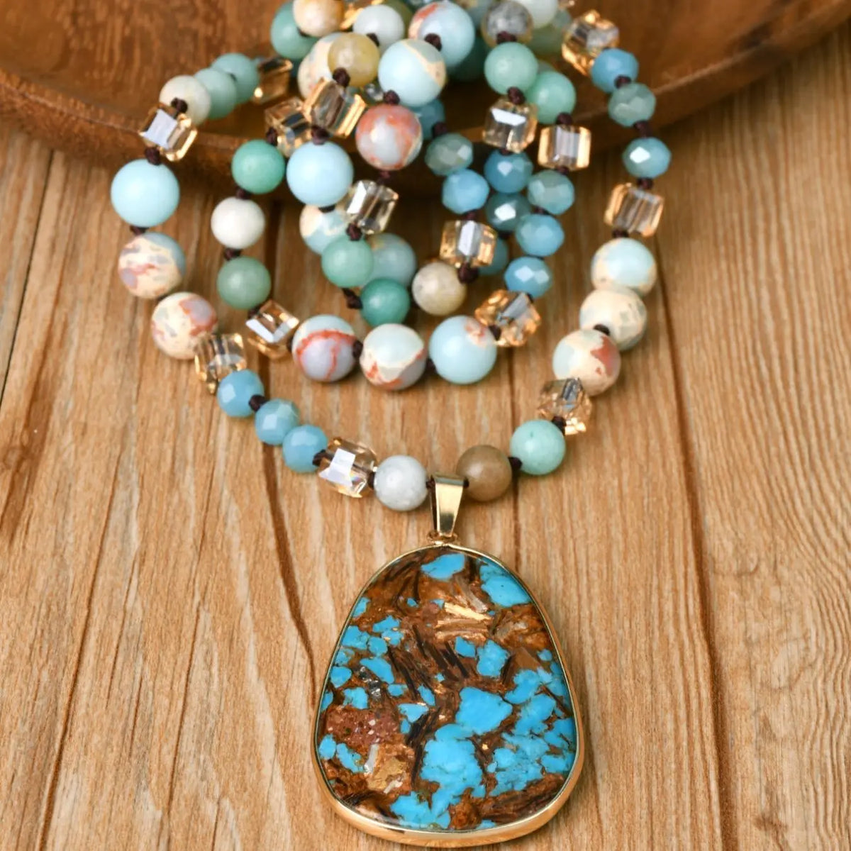 Boho Style Stone Beaded Charm Necklace, Fashion Jewelry for Party, Trendy All-match & Exquisite Jewelry for Birthday Gift, Beaded Necklaces