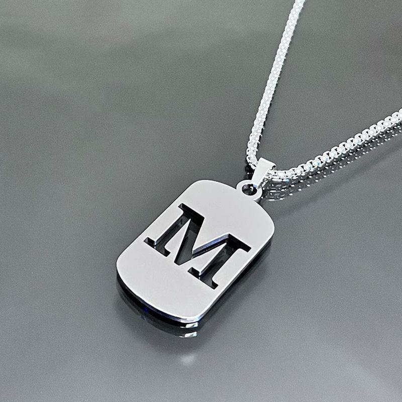 Men's Cool Stainless Steel Customized Initial Fashion Necklace - Hip Hop Geometric A-Z Alphabet Jewelry, Unisex Friendship Accessory, Birthday Gift for Him, Friendship Jewelry