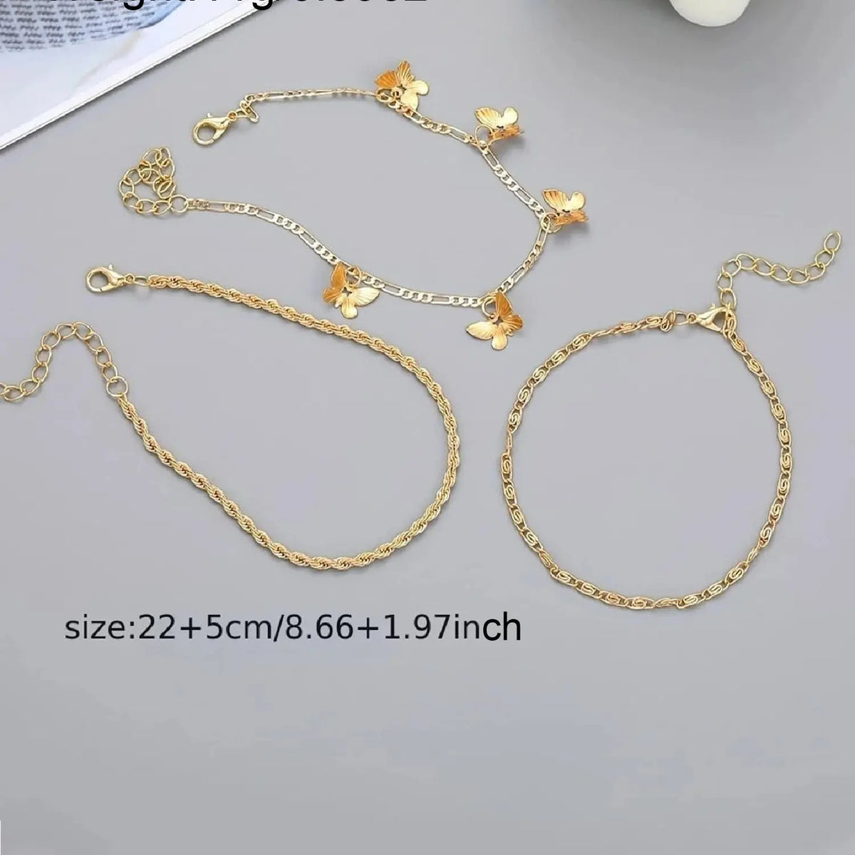 3-Piece Retro Boho Butterfly Chain Ankle Bracelet Set, Casual Copper Anklets for Summer Parties, Ideal Gift, Trendy Fashionable Accessories, Foot Jewelry