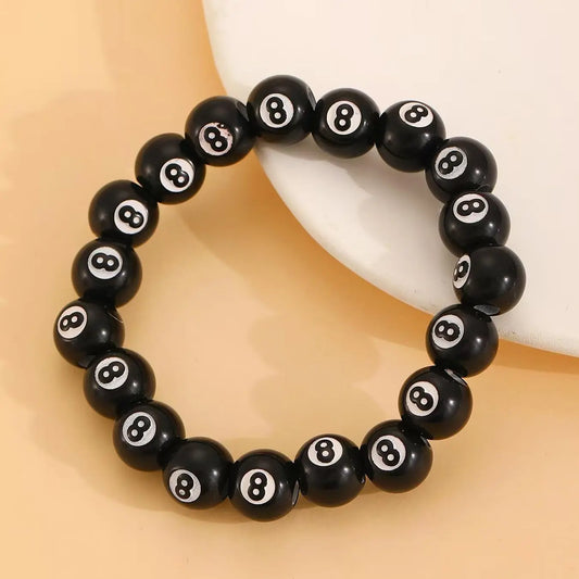 Unisex Billiard Ball Design Beaded Bracelet, Fashionable Jewelry for Party, Daily Decor, Trendy All-match Exquisite Jewelry for Birthday Gift, Beads Bracelets, Fashionable Bracelet Style