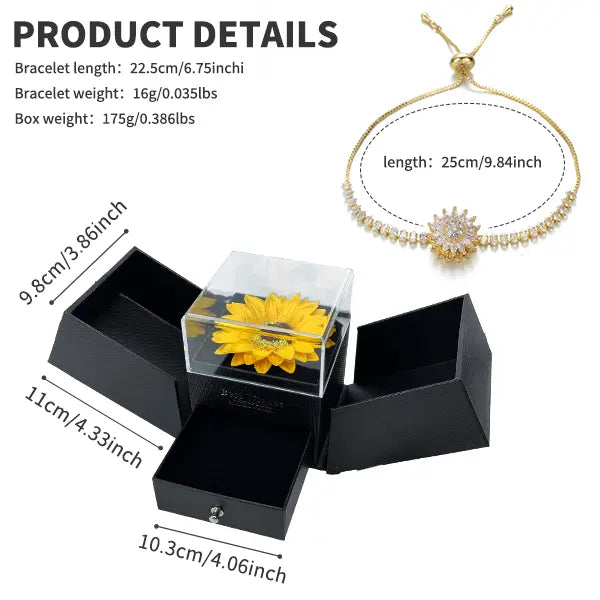 Fashionable Jewelry Rotating Sunflower Pendant Necklace Set, Flower Necklaces with Exquisite Chain & Gift Box, Thoughtful Present for Women for Birthday Mother's Day Daily Wear