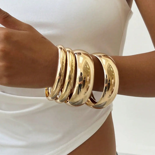 Women Punk Style Zinc Alloy Bangles Bracelets Set, Bracelet Combination Set, Stackable Bangle Bracelets, 4-Piece Retro Simple Design Fashionable Jewelry Accessories Gift, Daily Wear Fashion Accessory, Bracelet Sets